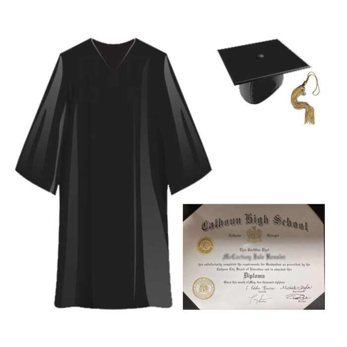 Calhoun Gown, Cap, Tassel, Diploma & Cover